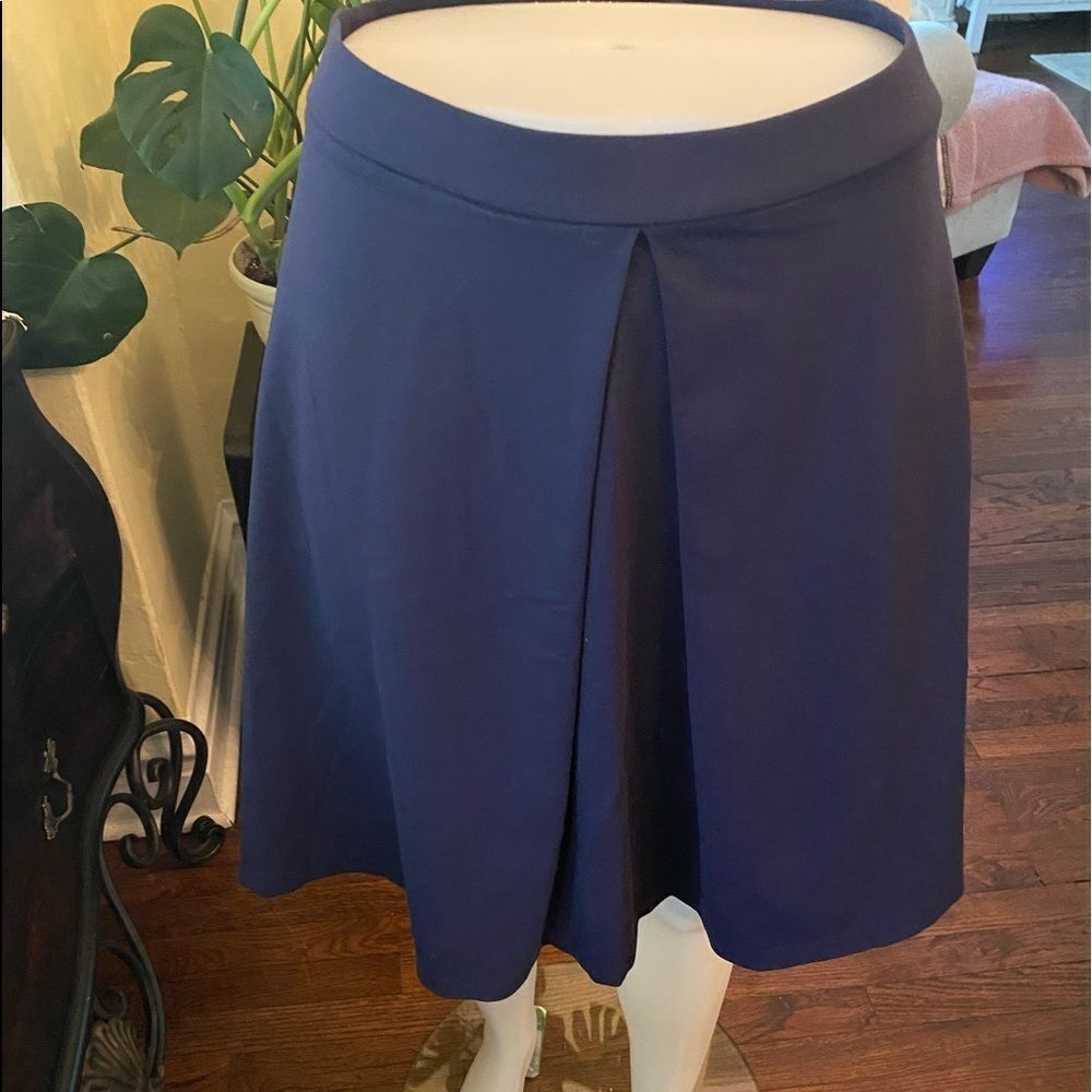 *Adrienne Vittadini* Sz L Navy Blue Pleated Skirt EUC